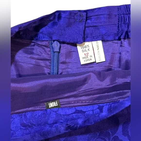 EXCELLENT Vintage Adrianna Papell Silk 2Piece Suit Blazer Skirt Stripe Floral 12 - Picture 13 of 13